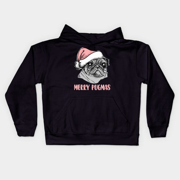 Merry Pugmas Kids Hoodie by SusanaDesigns